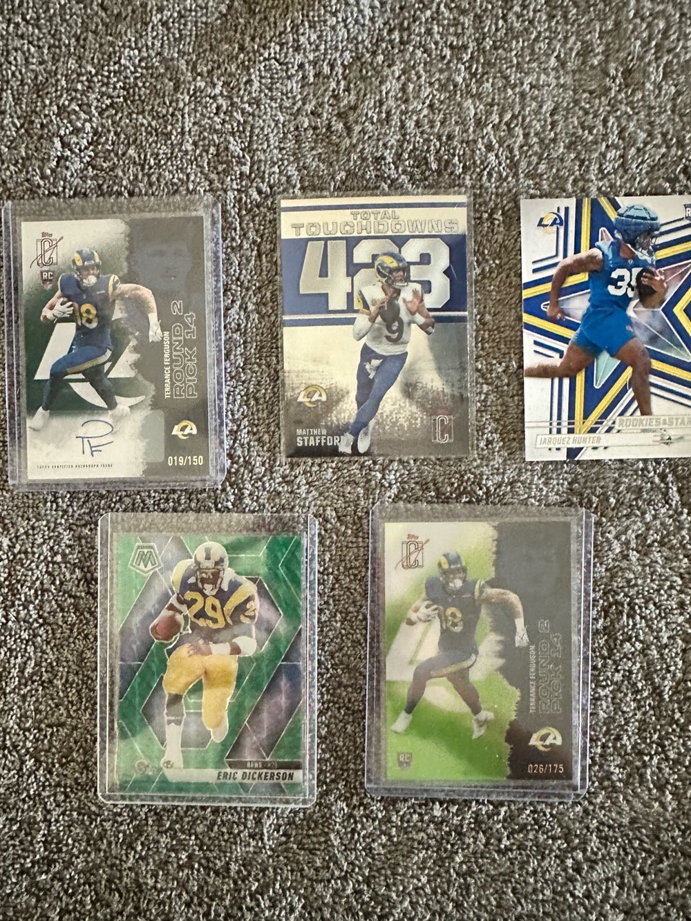 5 card lot of Los Angeles Rams #’d card AND #’d + Auto Card.